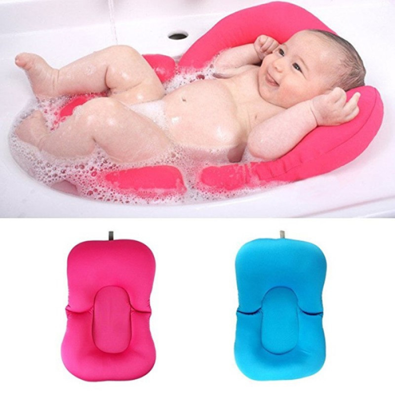 Foldable Non-Slip Soft Baby Girl Bath Pillow Padding Soft Infant Lounger for Tub Sink Rose Pink 0-9M
